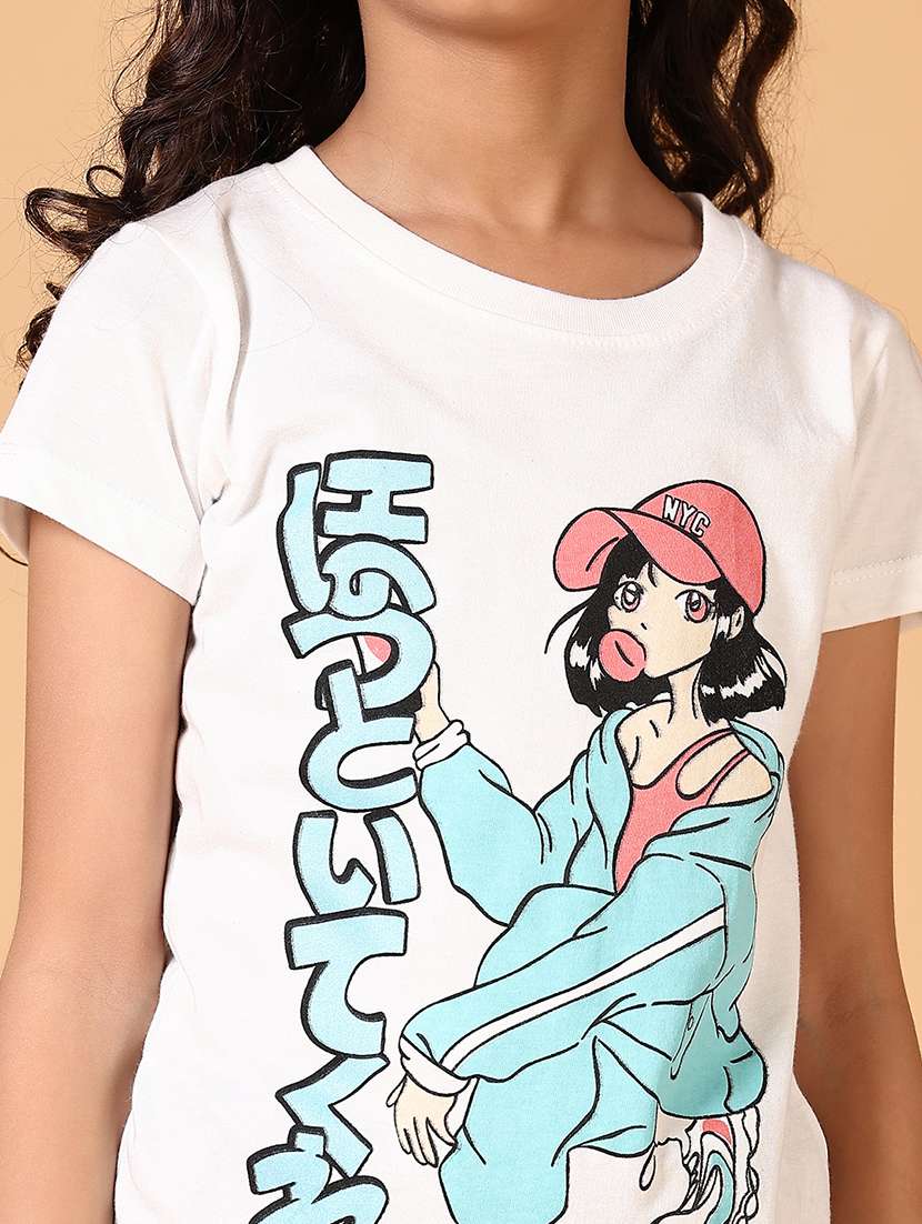 girls front print round neck t-shirt - 21764569 -  Standard Image - 5