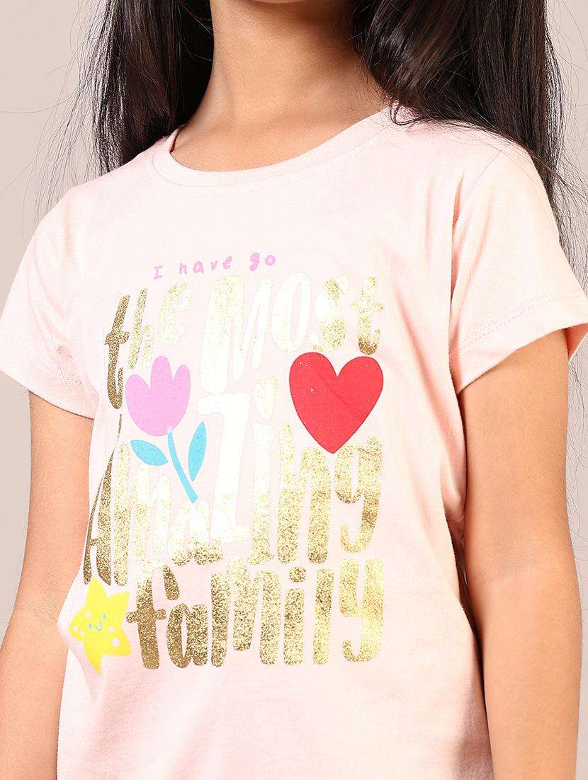 girls front print round neck casual t-shirt - 21764575 -  Standard Image - 3