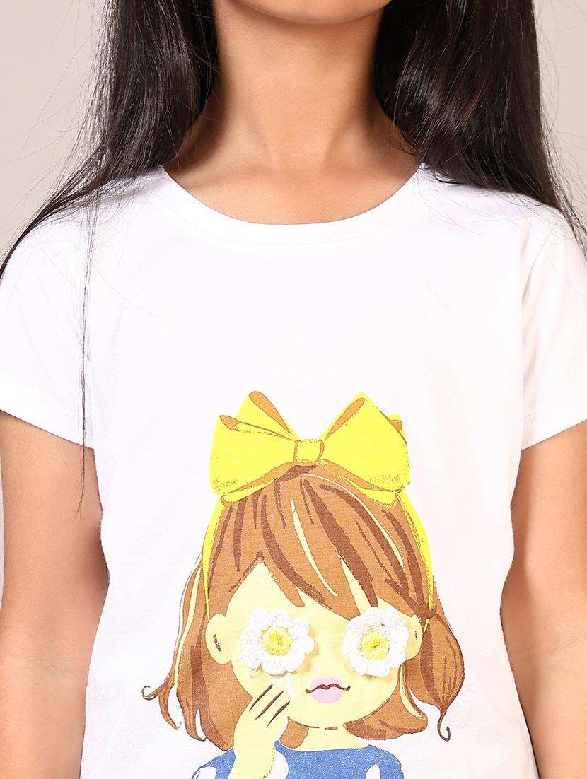 girls front print round neck casual t-shirt - 21764576 -  Standard Image - 3