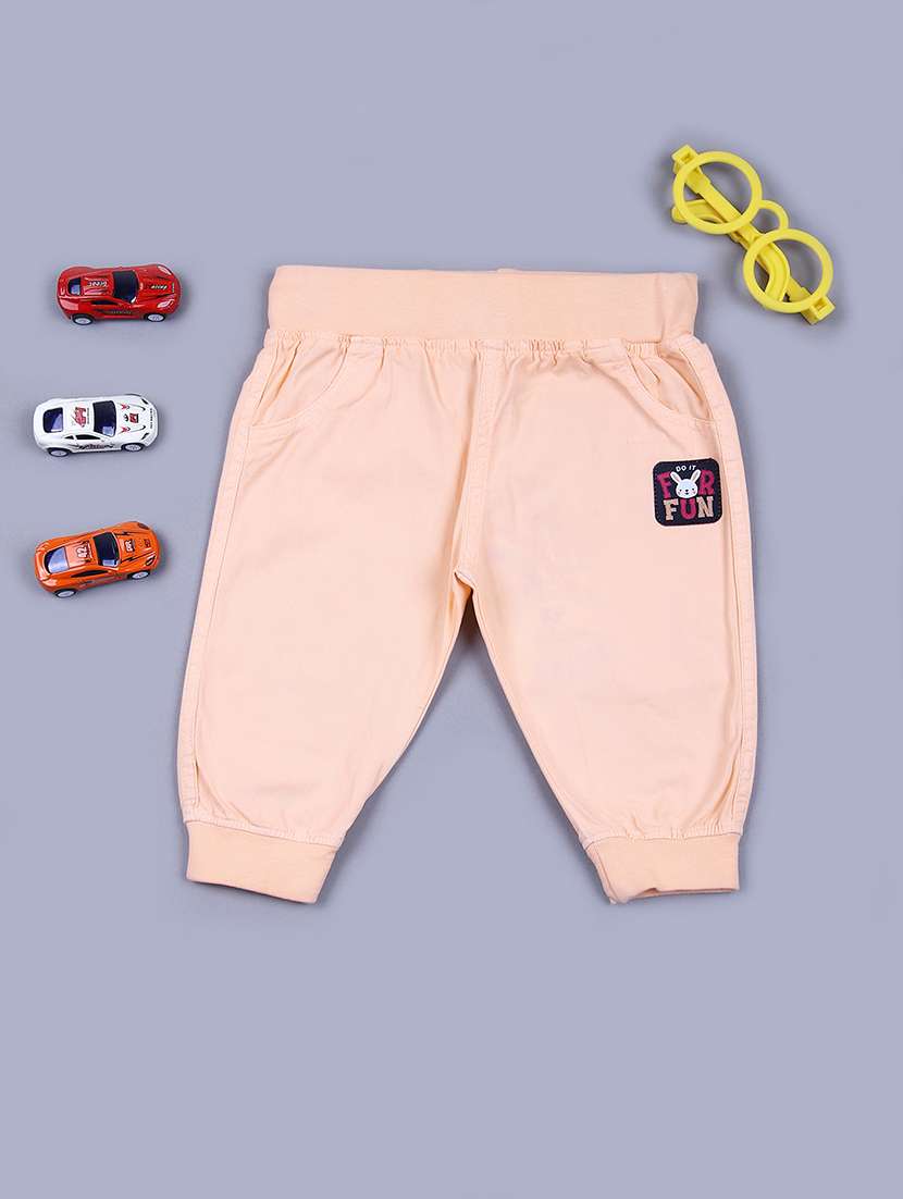boys peach solid plain jogger