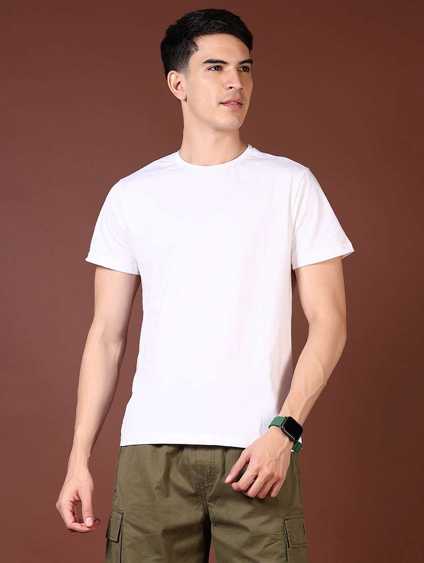 men solid short sleeves regular fit t-shirt