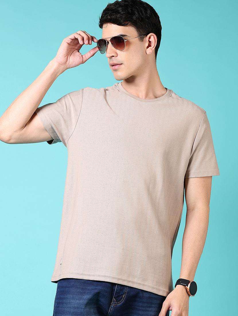 men solid short sleeves regular fit t-shirt
