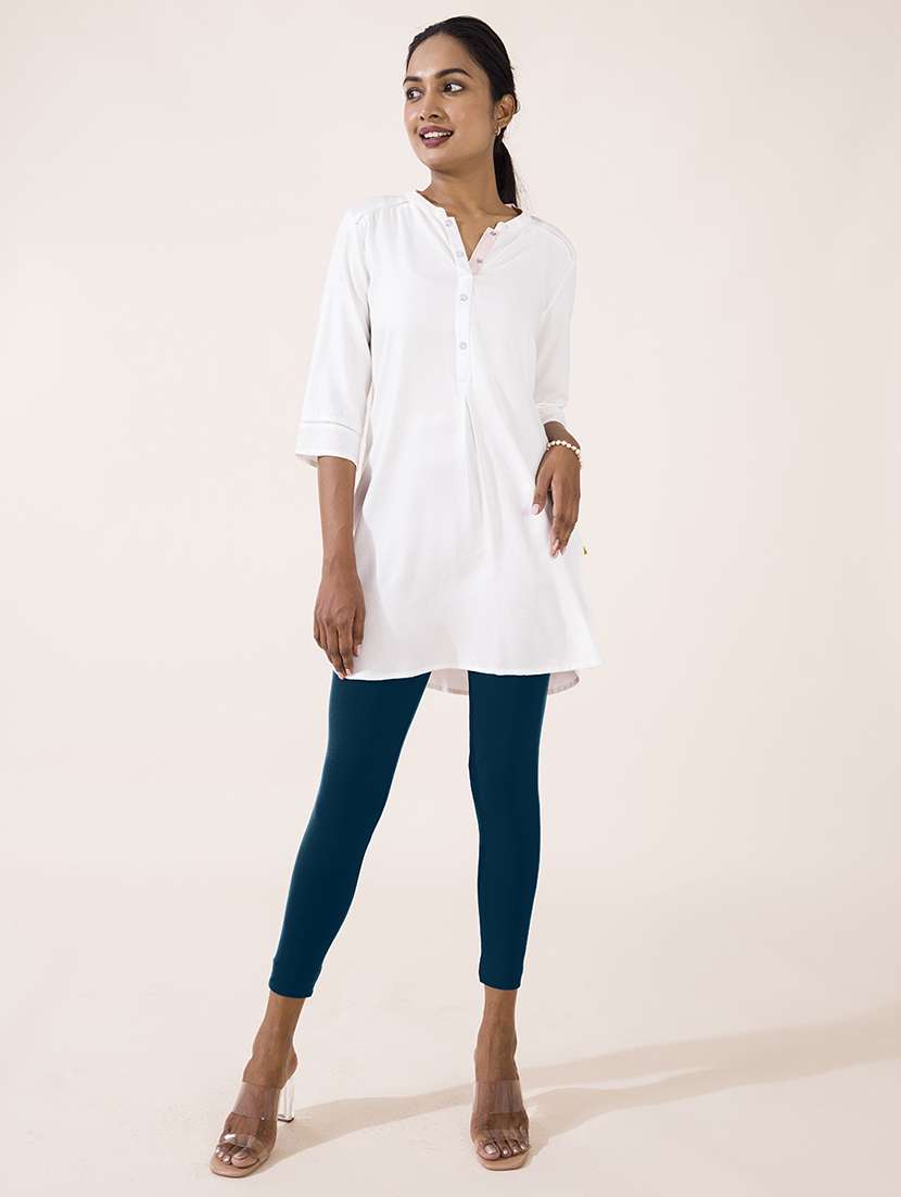 women solid ankle length leggings