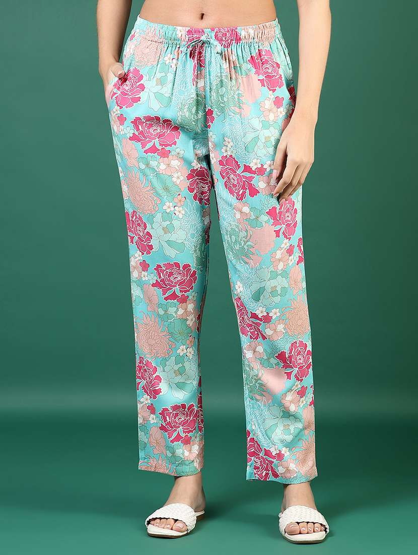 women printed low rise loungewear pajamas