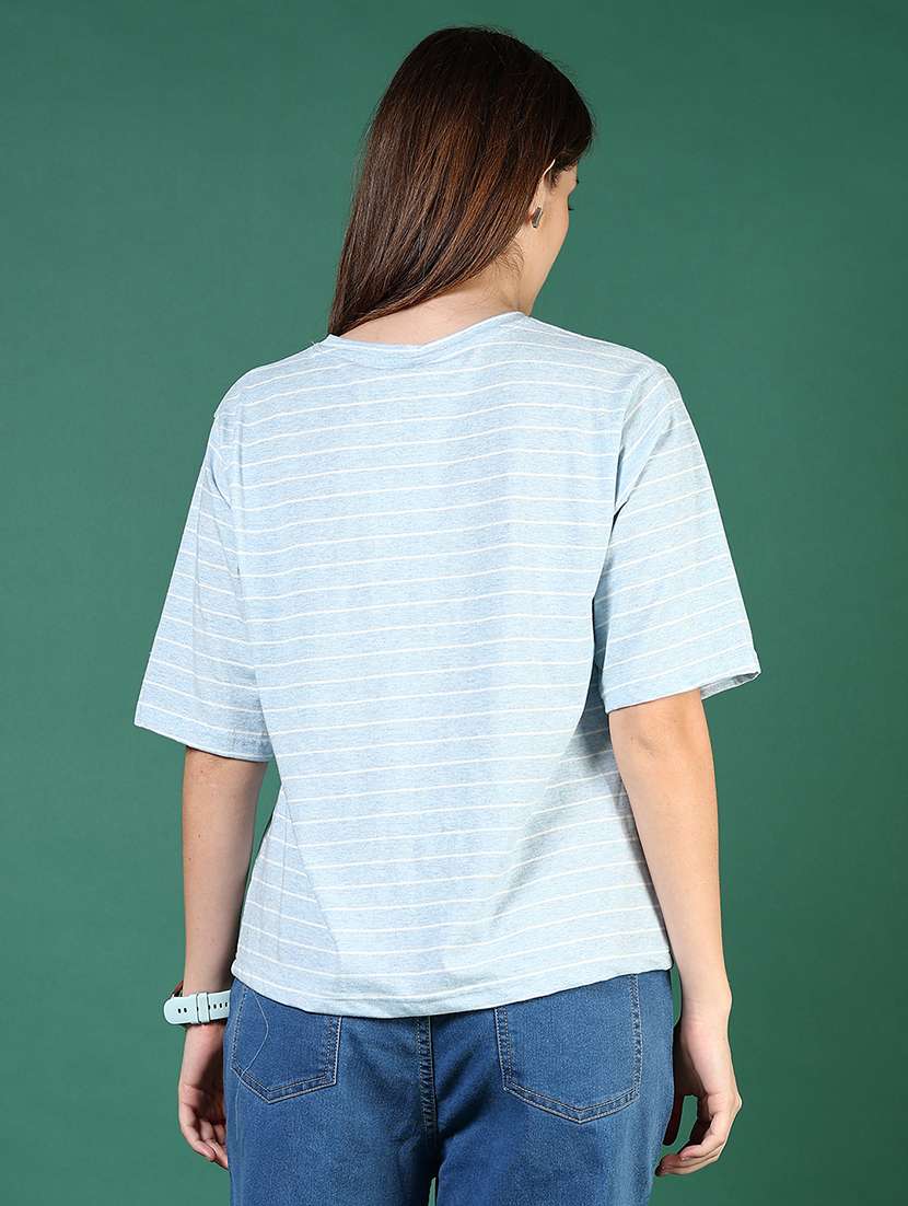 women striped short sleeve loose fit t-shirt - 21764753 -  Standard Image - 3