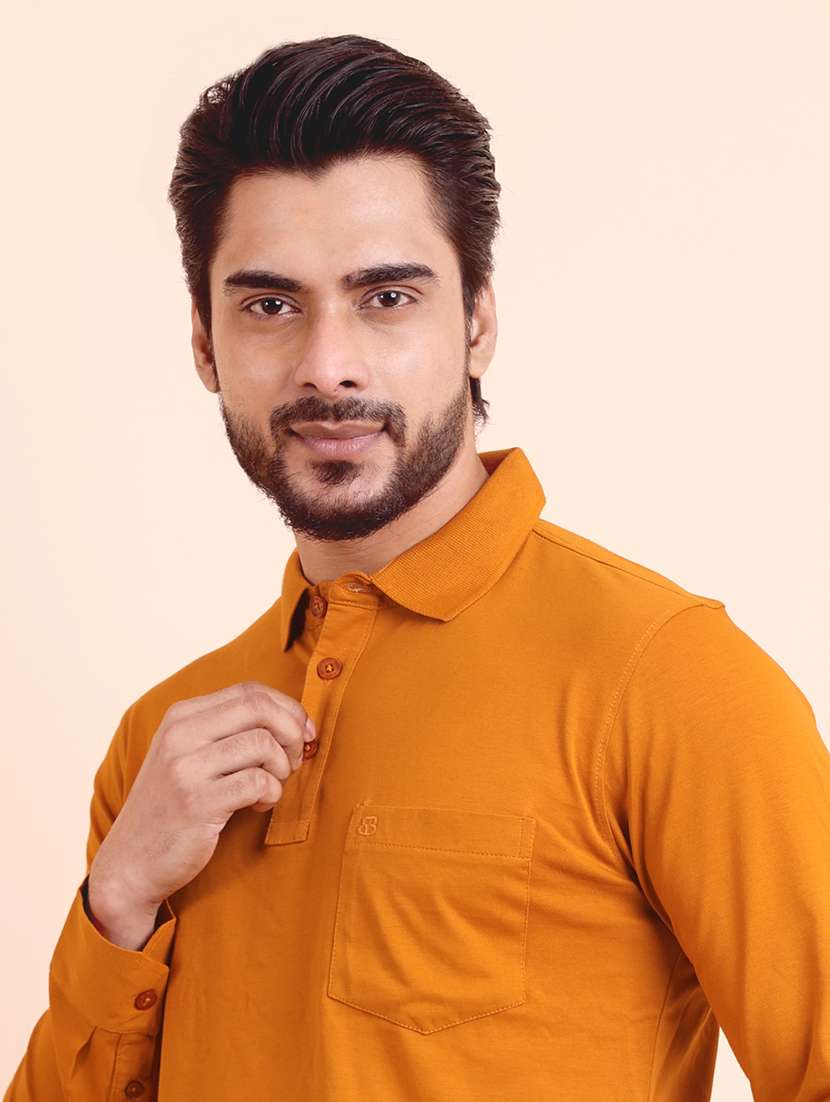 men solid long sleeve regular fit polo t-shirt - 21764921 -  Standard Image - 3