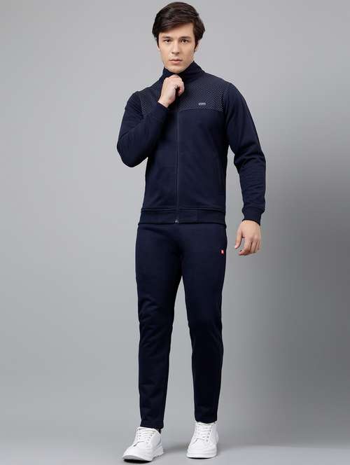 men solid stand collar full length track suit - 21765002 - Standard Image - 0