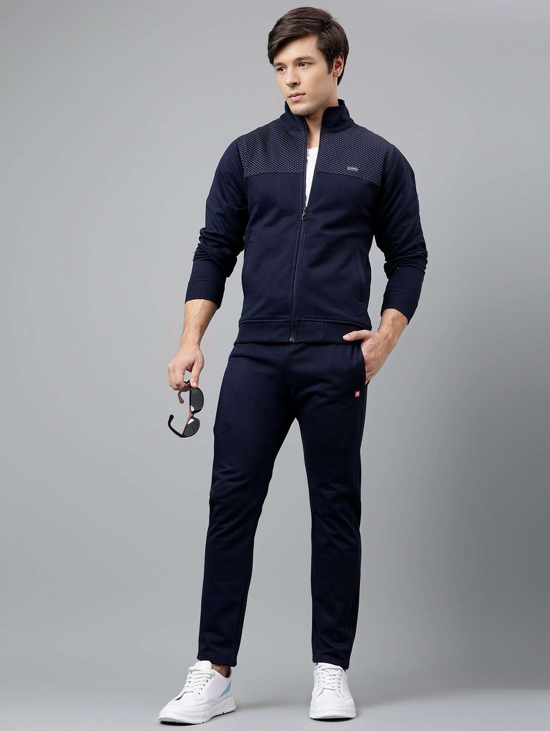 men solid stand collar full length track suit - 21765002 - Standard Image - 5
