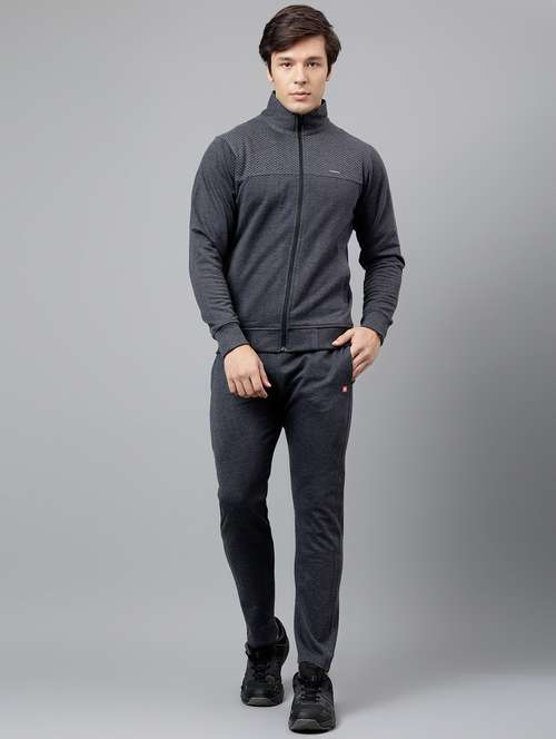 men solid stand collar full length track suit - 21765003 -  Standard Image - 0