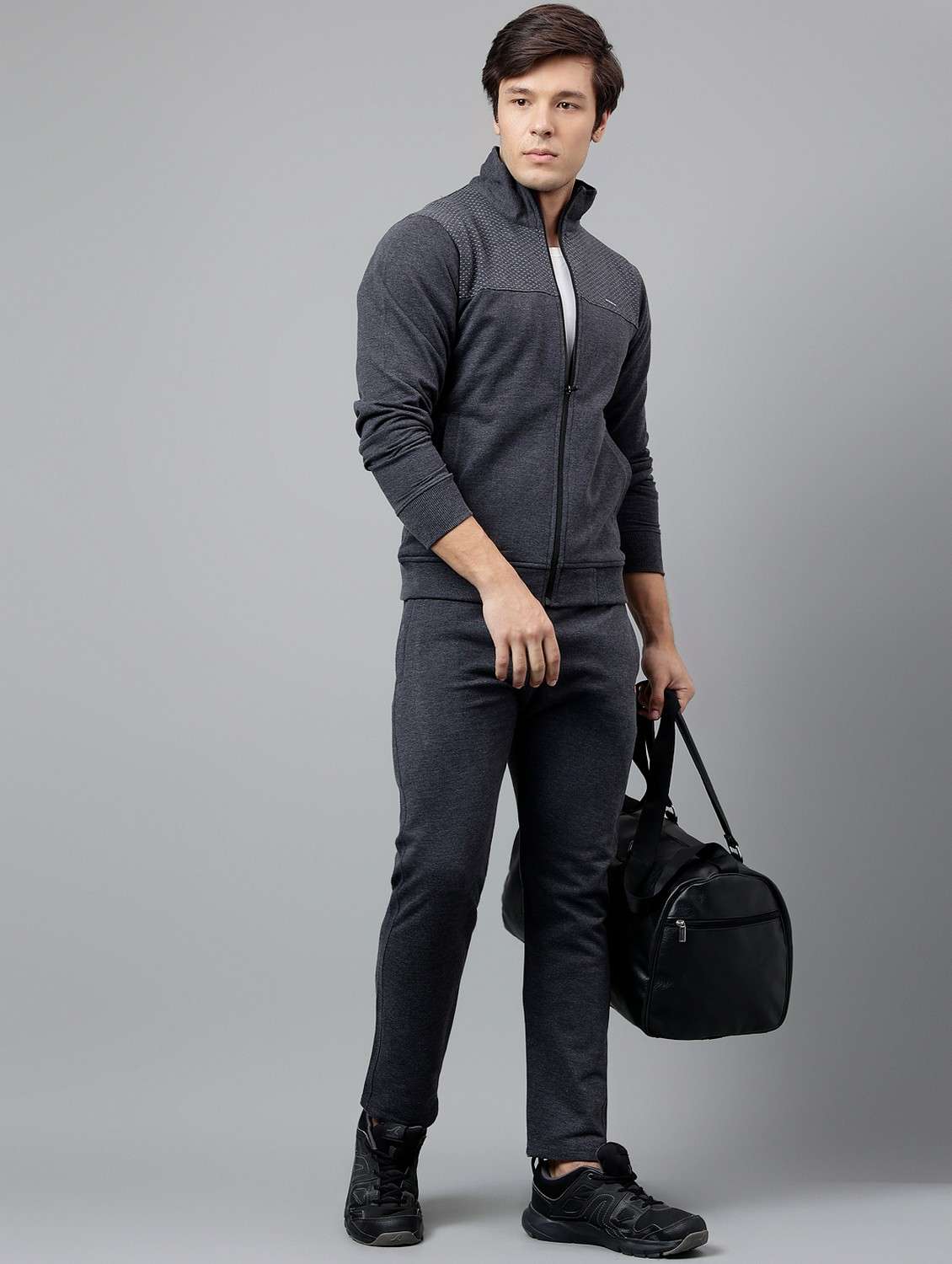 men solid stand collar full length track suit - 21765003 -  Standard Image - 5