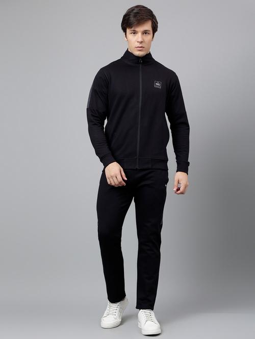 men solid stand collar full length track suit - 21765005 -  Standard Image - 0