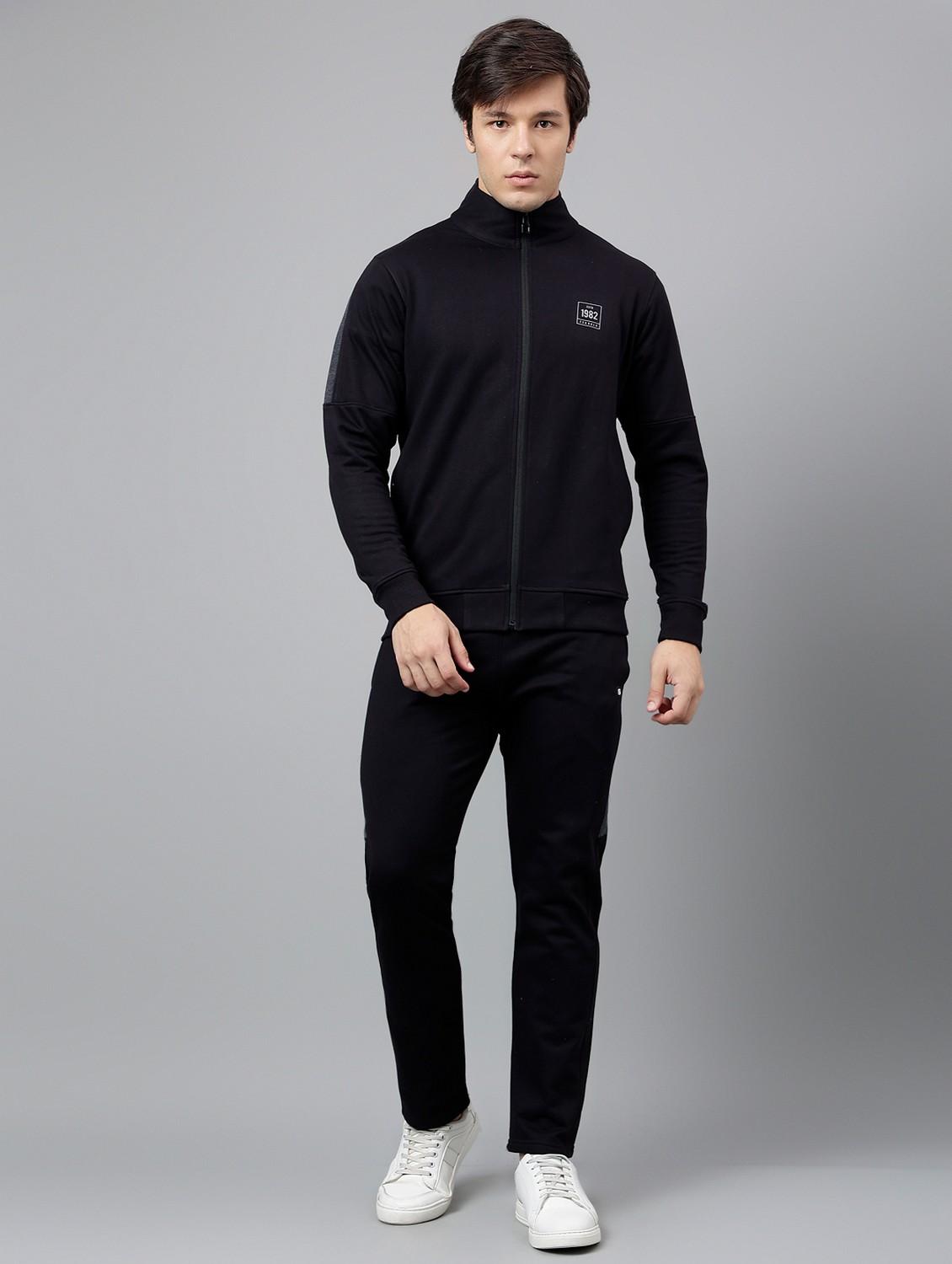 men solid stand collar full length track suit - 21765005 -  Zoom Image - 0