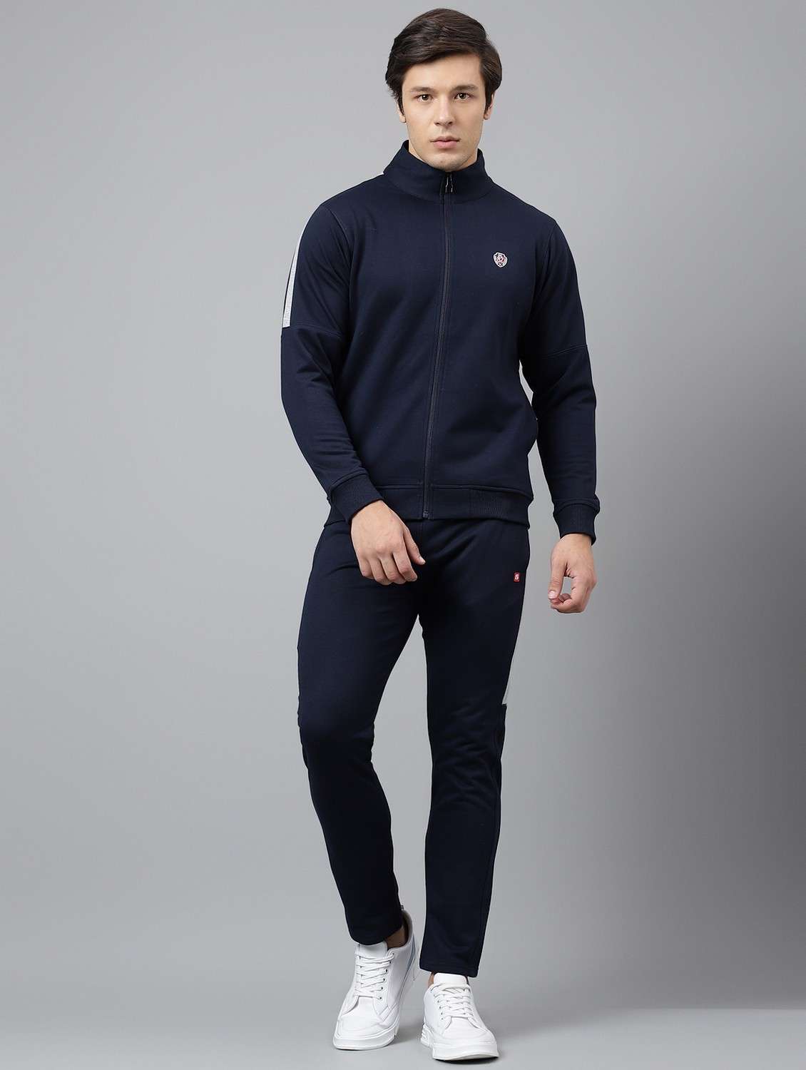men solid stand collar full length track suit - 21765006 - Zoom Image - 0