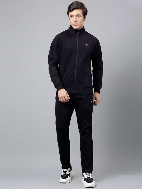 men solid stand collar full length track suit - 21765009 -  Standard Image - 0