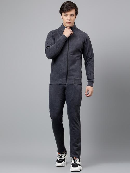 men solid stand collar full length track suit - 21765011 - Standard Image - 0