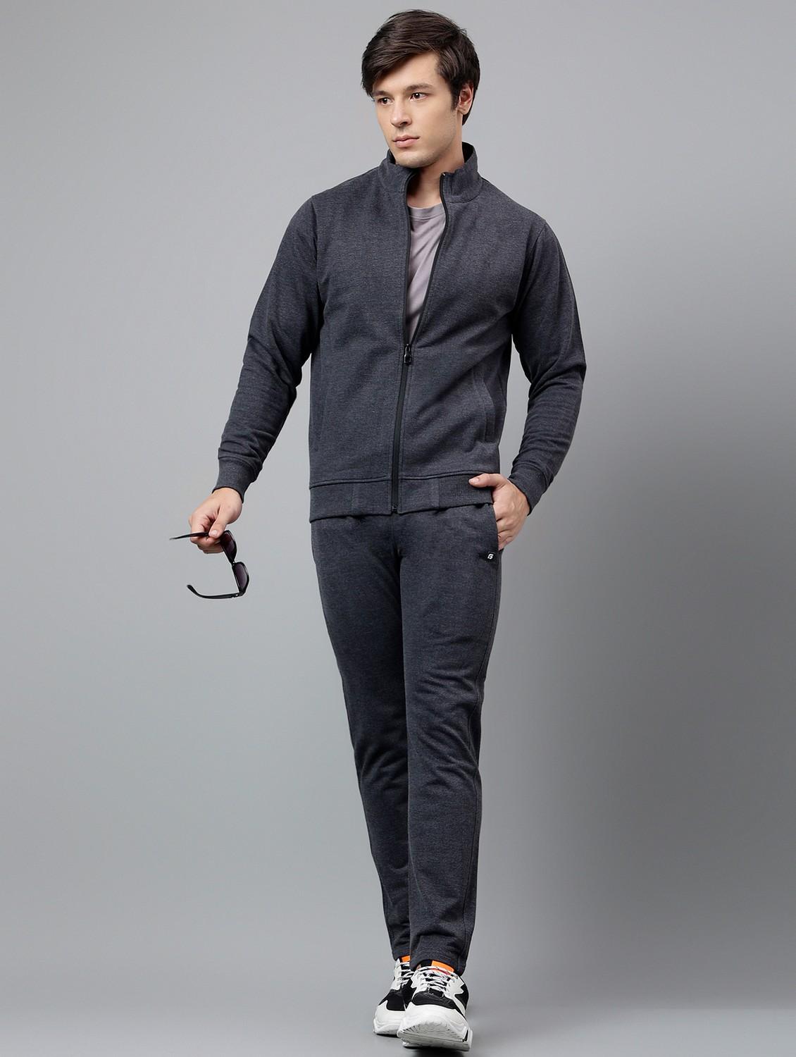 men solid stand collar full length track suit - 21765011 - Standard Image - 5