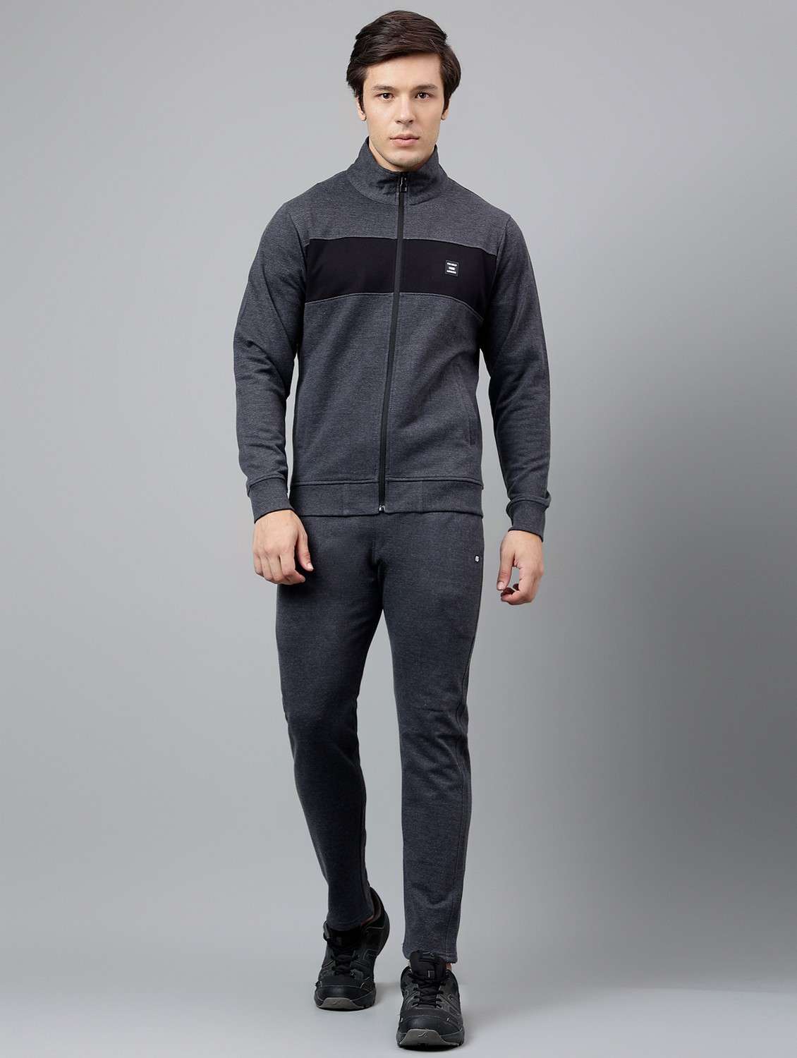 men color blocked full length track suit