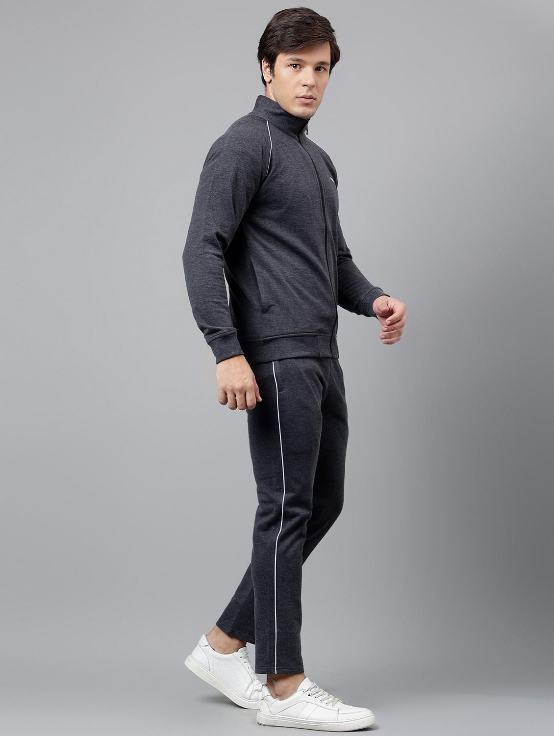men solid stand collar full length track suit - 21765023 - Standard Image - 3