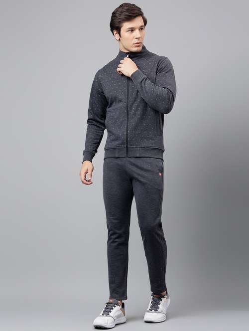 men printed stand collar full length track suit - 21765027 - Standard Image - 0
