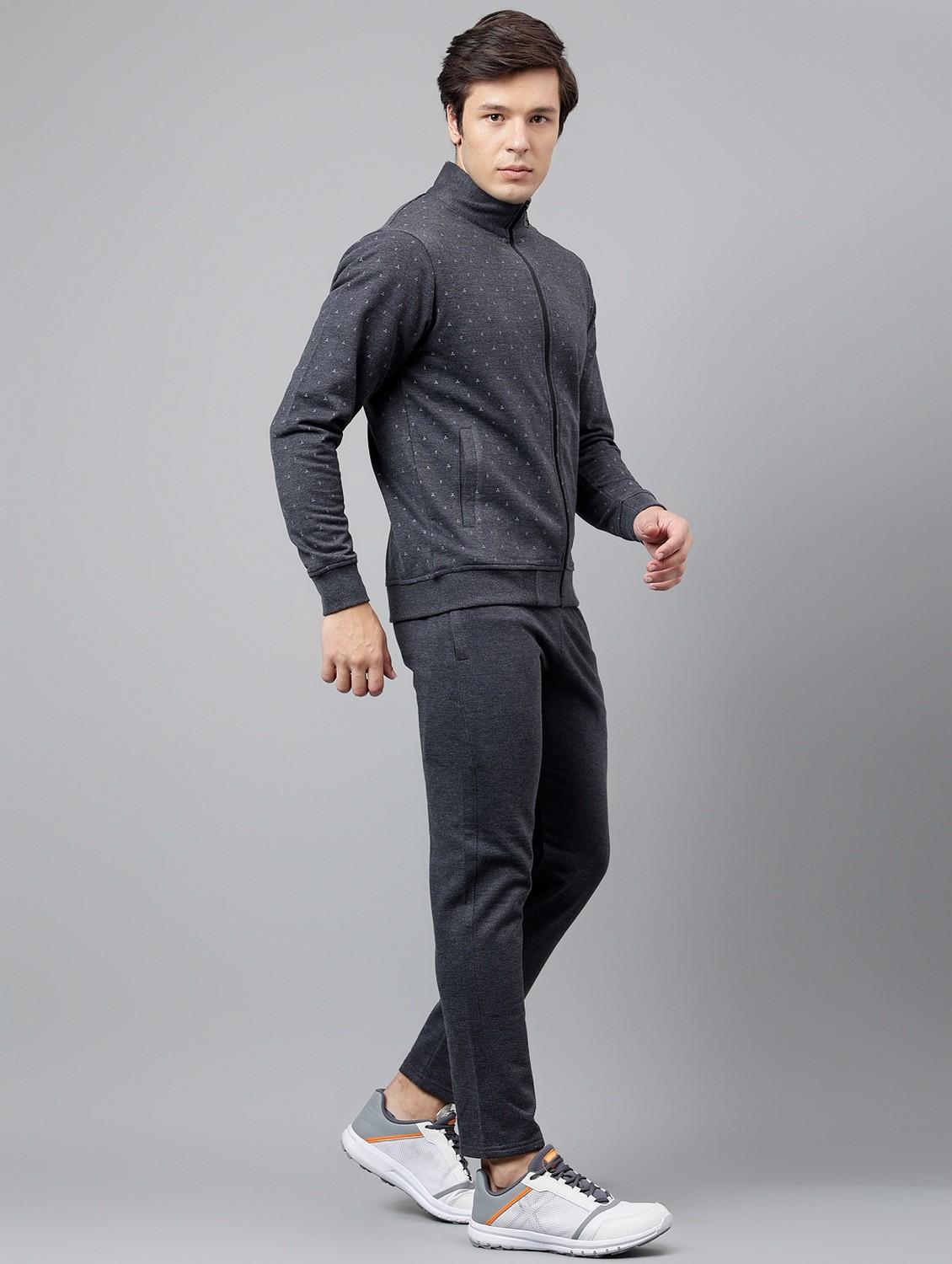 men printed stand collar full length track suit - 21765027 - Standard Image - 3