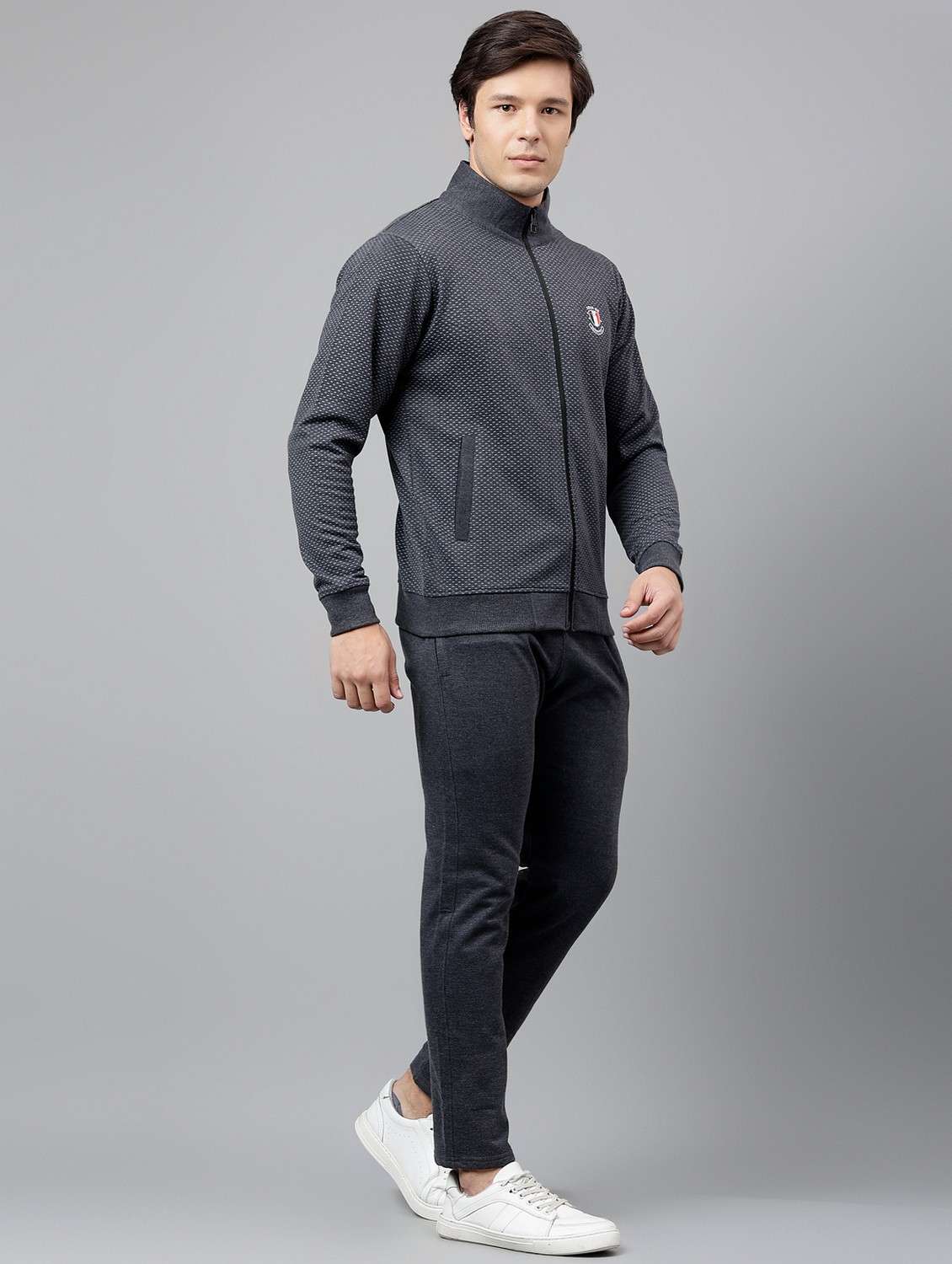men printed stand collar full length track suit - 21765039 - Standard Image - 3