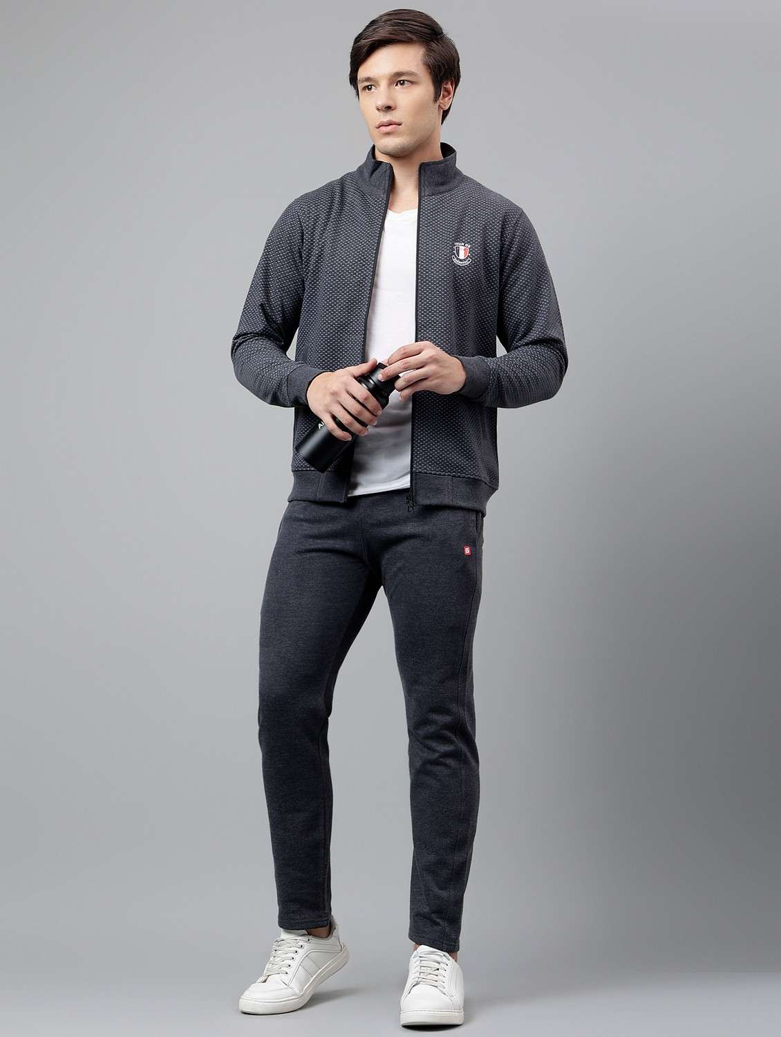 men printed stand collar full length track suit - 21765039 - Standard Image - 5