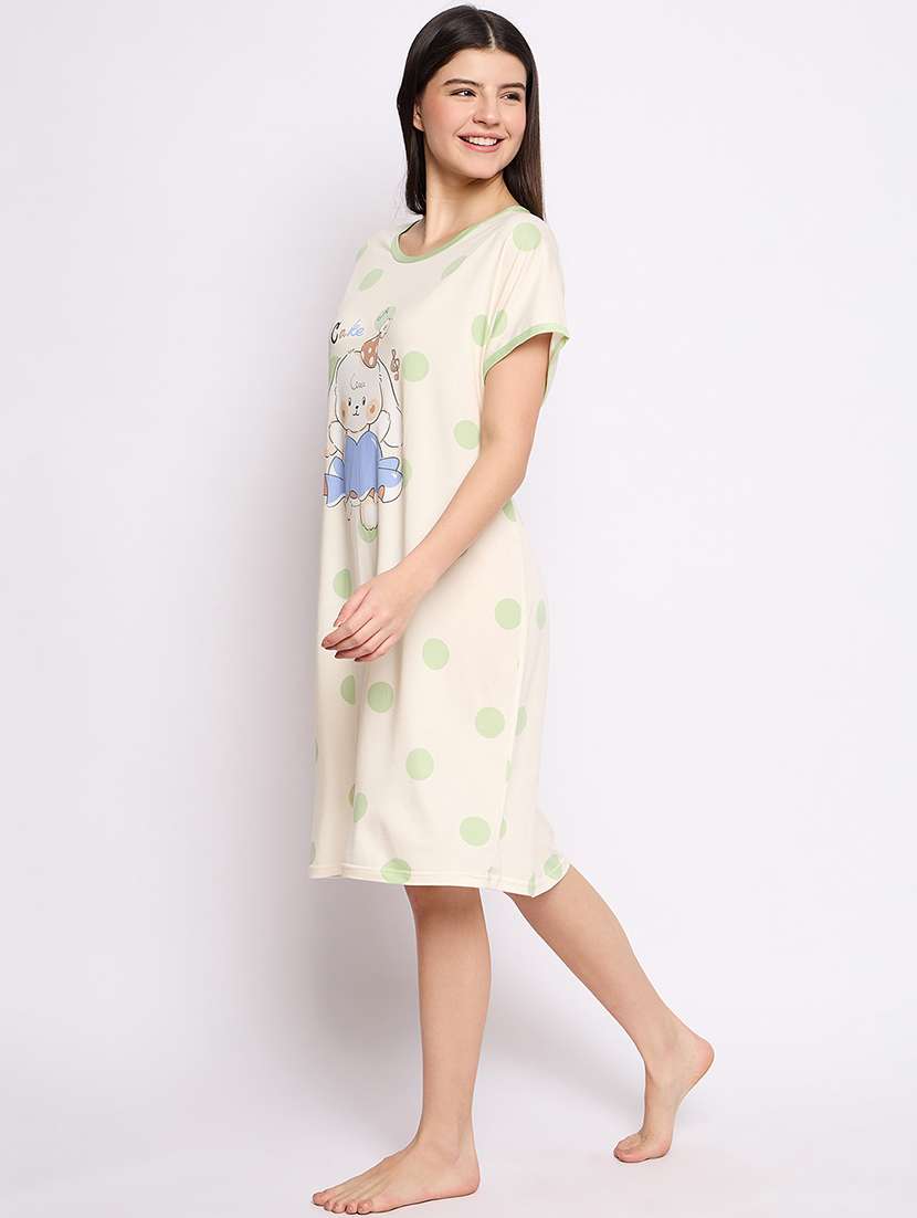 women printed round neck short sleeves sleepshirt - 21765133 -  Standard Image - 3
