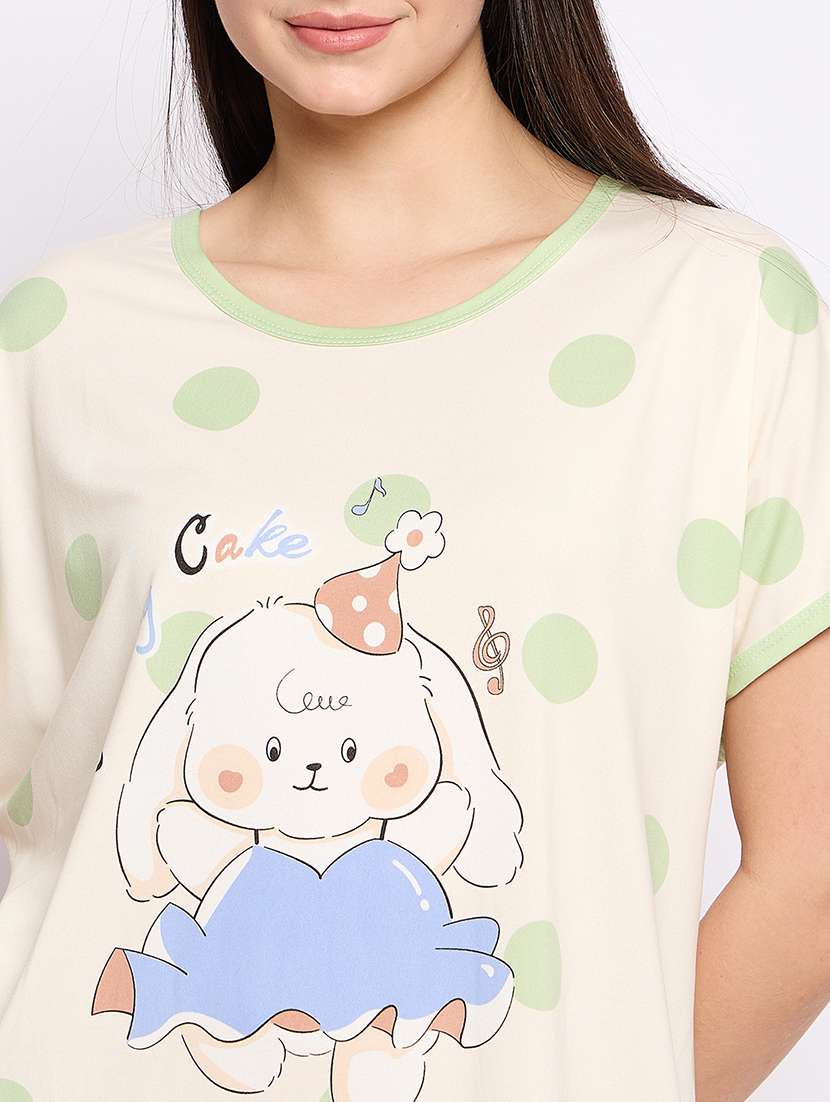 women printed round neck short sleeves sleepshirt - 21765133 -  Standard Image - 5