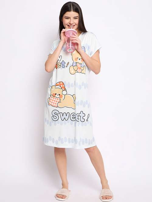 women printed round neck short sleeves sleepshirt - 21765136 -  Standard Image - 0
