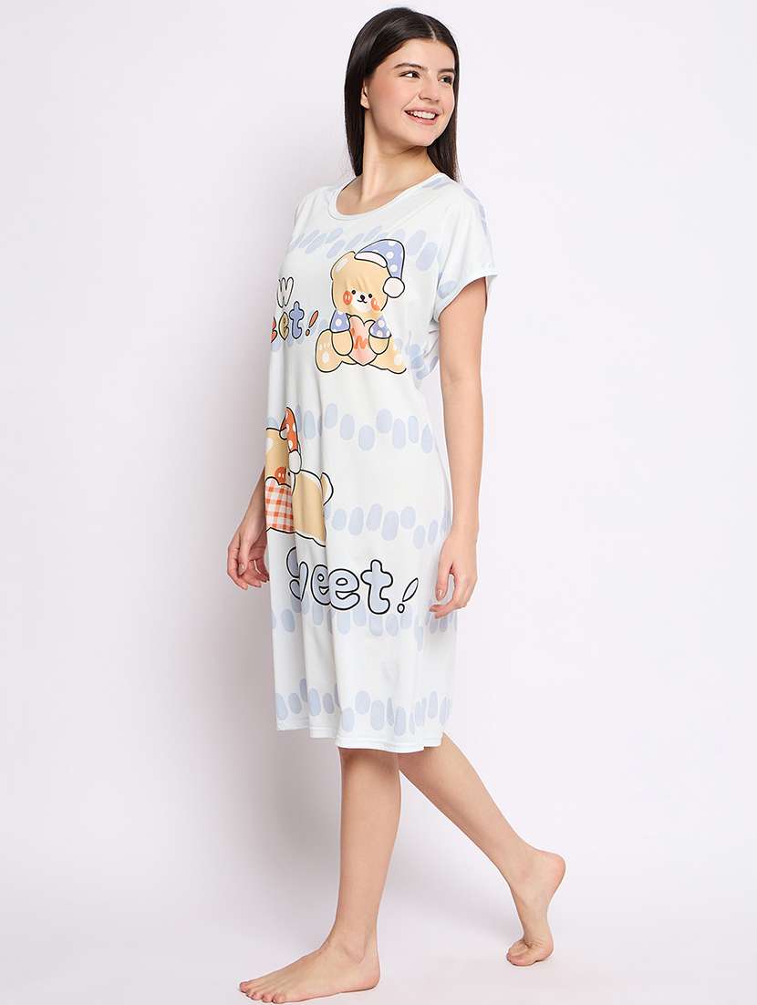women printed round neck short sleeves sleepshirt - 21765136 -  Standard Image - 3