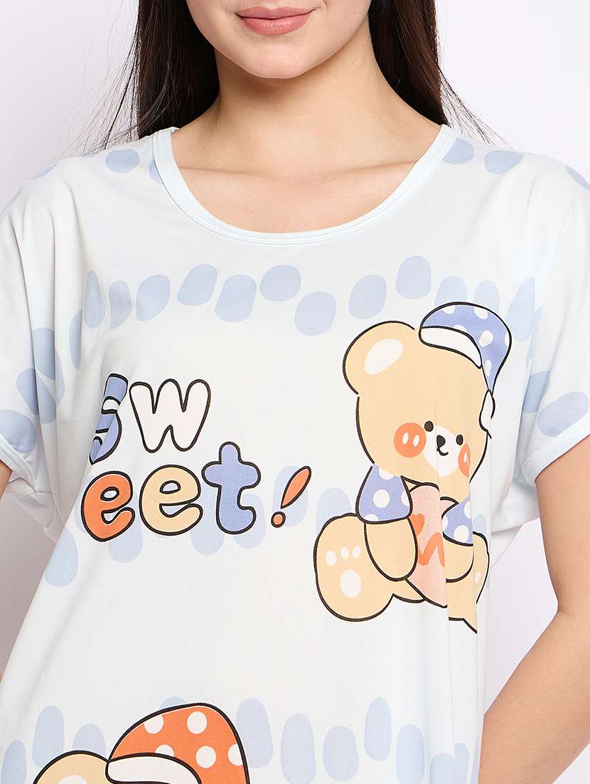 women printed round neck short sleeves sleepshirt - 21765136 -  Standard Image - 5