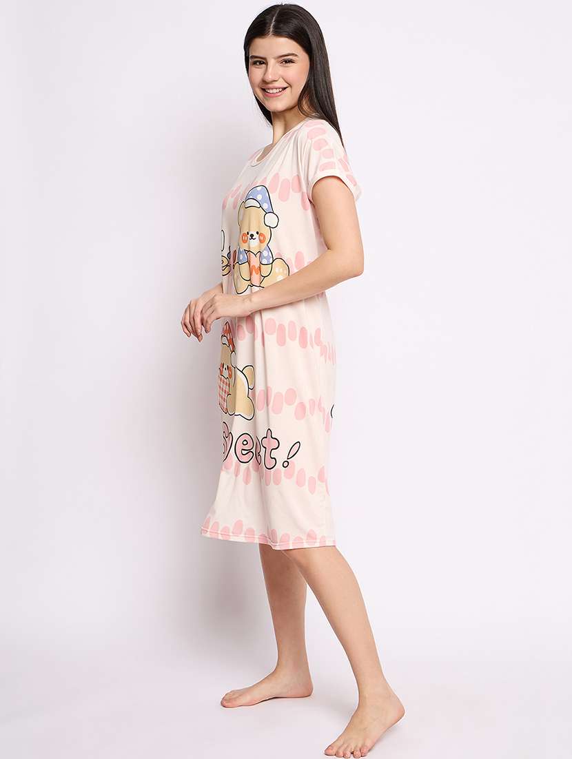 women printed round neck short sleeves sleepshirt - 21765138 -  Standard Image - 3