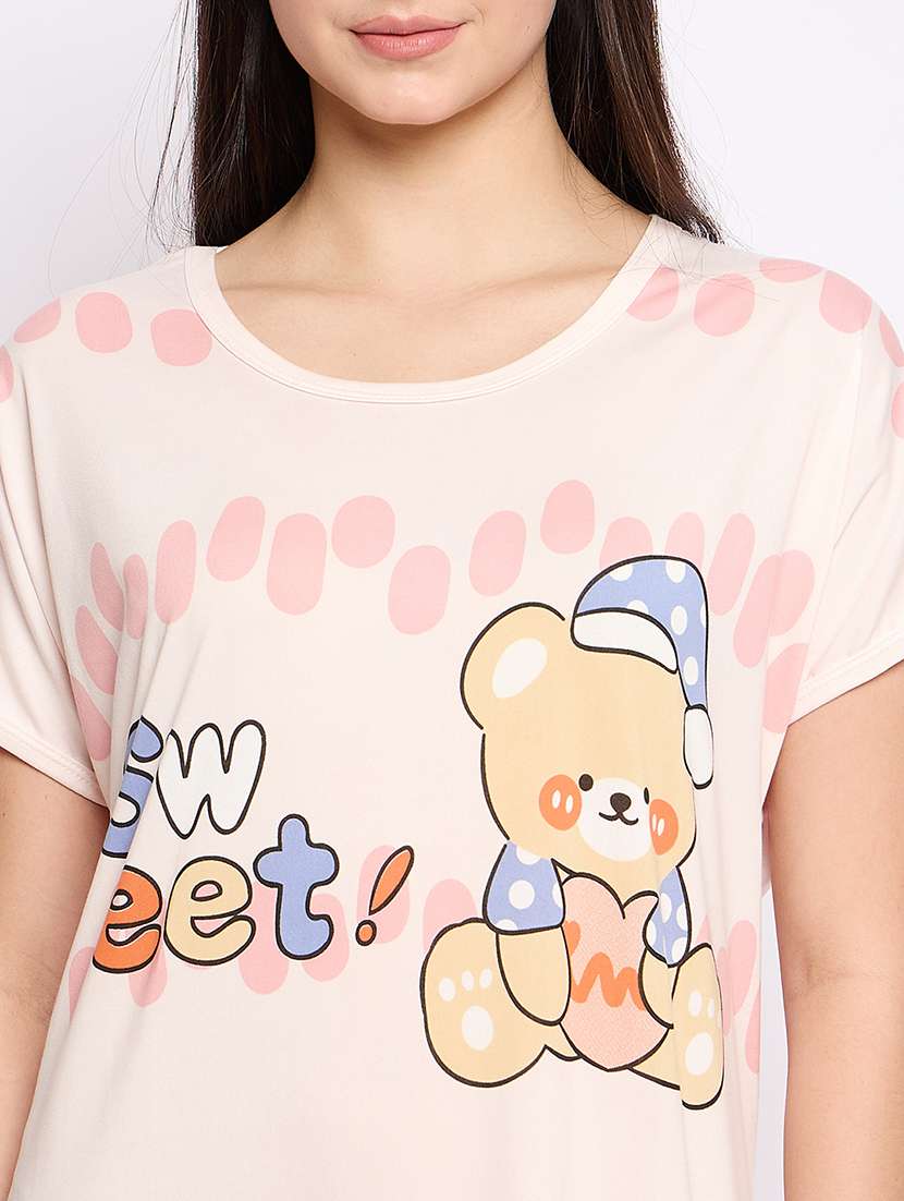 women printed round neck short sleeves sleepshirt - 21765138 -  Standard Image - 5