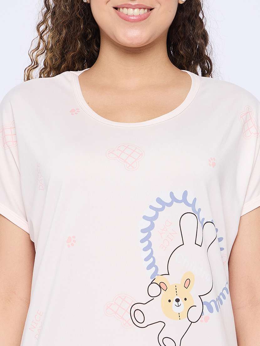 women printed round neck short sleeves sleepshirt - 21765146 -  Standard Image - 5