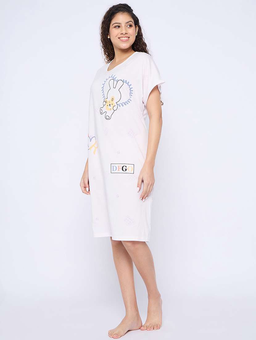 women printed round neck short sleeves sleepshirt - 21765147 -  Standard Image - 3