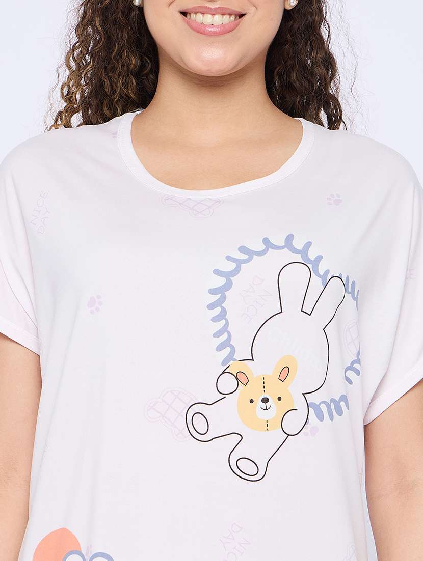 women printed round neck short sleeves sleepshirt - 21765147 -  Standard Image - 5