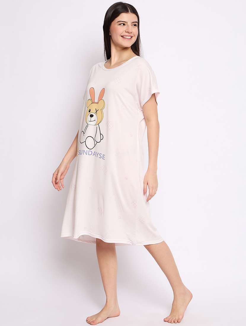 women printed round neck short sleeves sleepshirt - 21765148 -  Standard Image - 3
