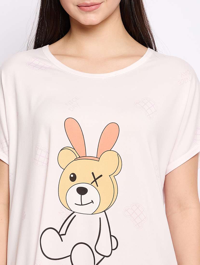 women printed round neck short sleeves sleepshirt - 21765148 -  Standard Image - 5