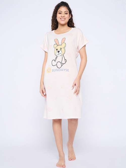 women printed round neck short sleeves sleepshirt - 21765149 -  Standard Image - 0