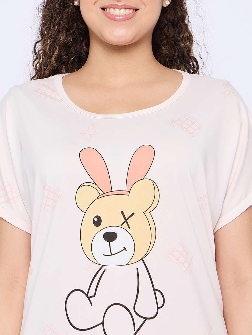 women printed round neck short sleeves sleepshirt - 21765149 -  Standard Image - 5