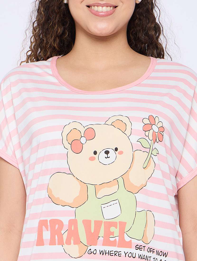 women printed round neck short sleeves sleepshirt - 21765153 -  Standard Image - 5