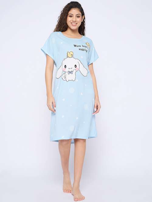 women printed round neck short sleeves sleepshirt - 21765154 -  Standard Image - 0