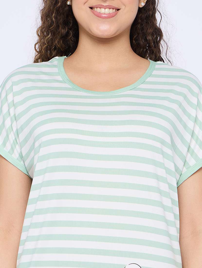 women printed round neck short sleeves sleepshirt - 21765160 - Standard Image - 5