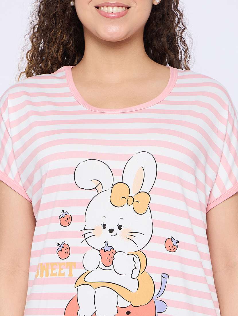 women printed round neck short sleeves sleepshirt - 21765162 -  Standard Image - 5