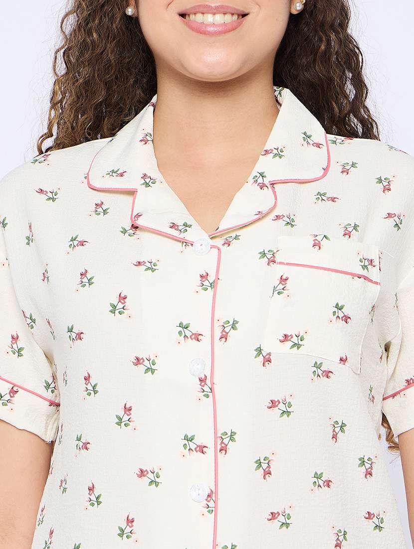 women printed nightwear shorts set - 21765275 -  Standard Image - 5