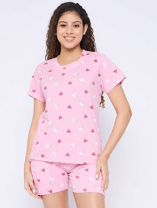 women printed nightwear shorts set - 21765284 -  Standard Image - 0