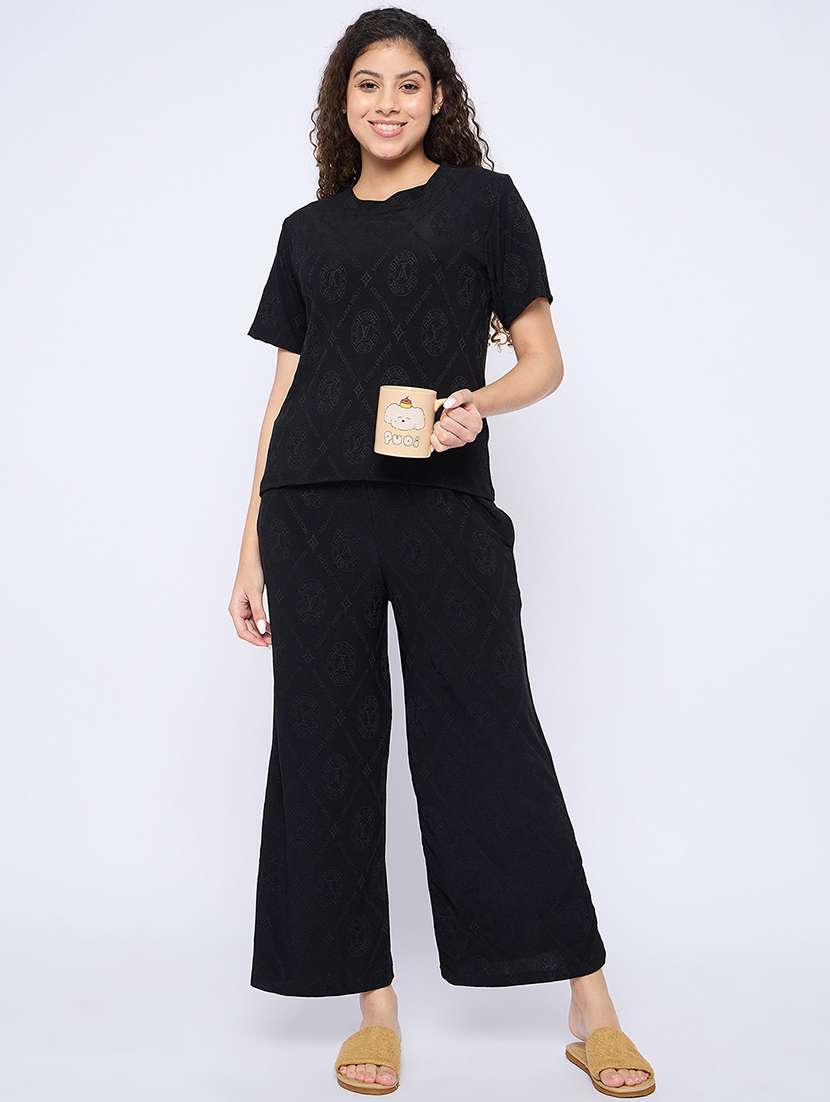 women printed nightwear pyjama set