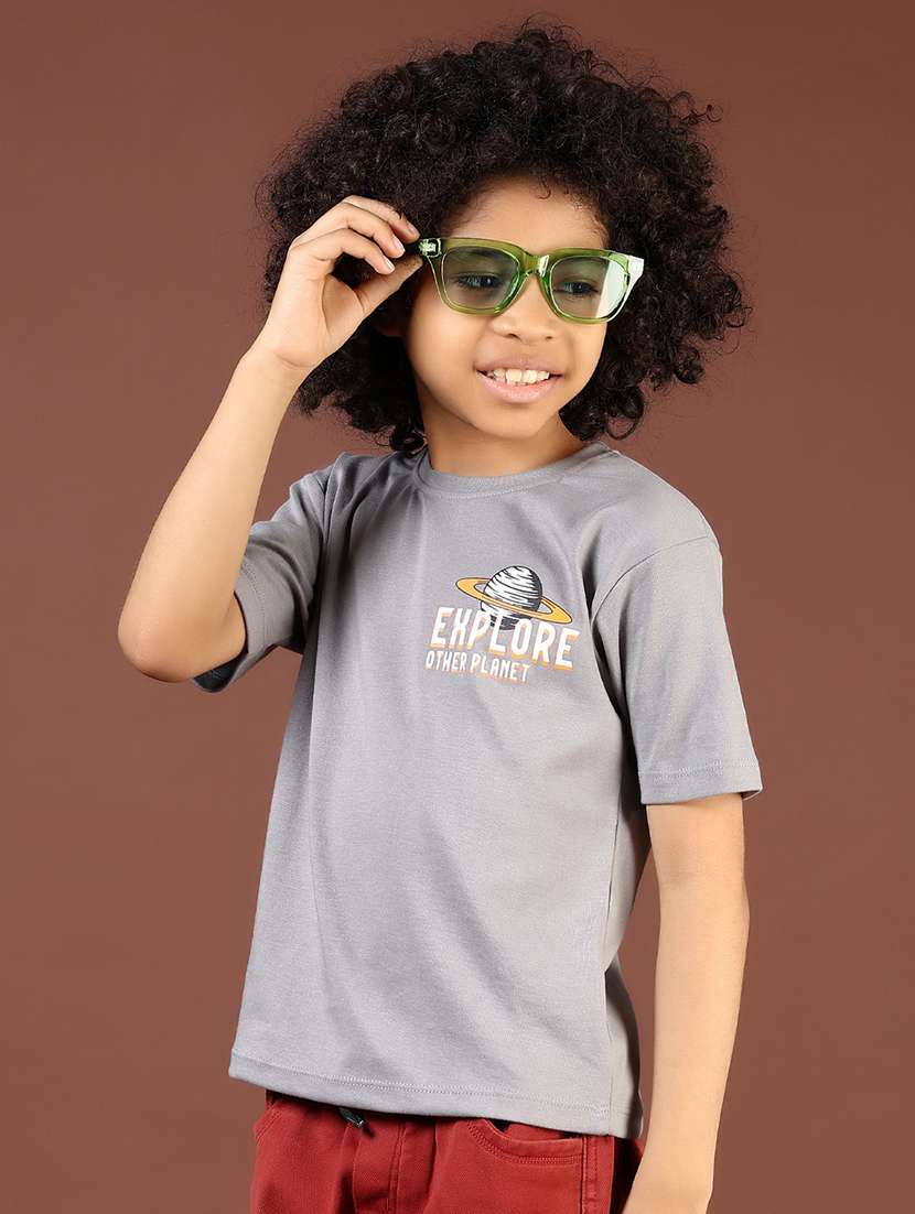 boys front & back printed round neck t-shirt