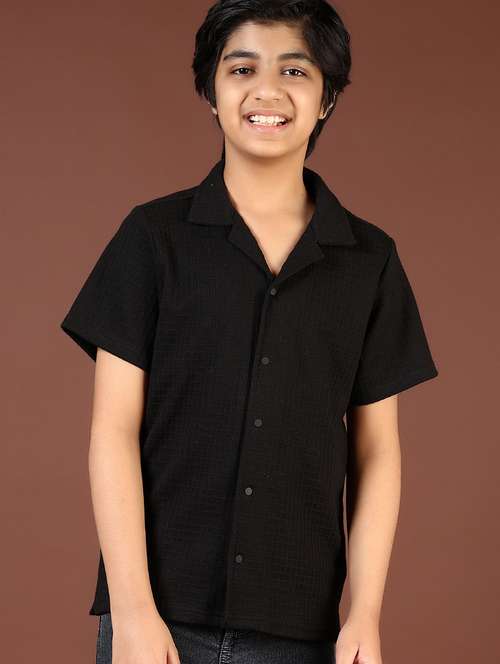 boys solid short sleeve casual shirt - 21765349 - Standard Image - 0