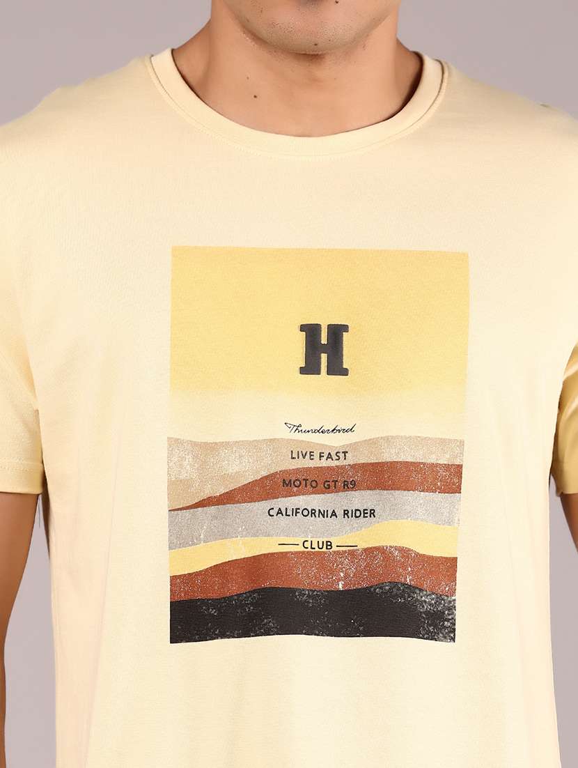 men front print round neck regular fit t-shirt - 21765352 -  Standard Image - 3